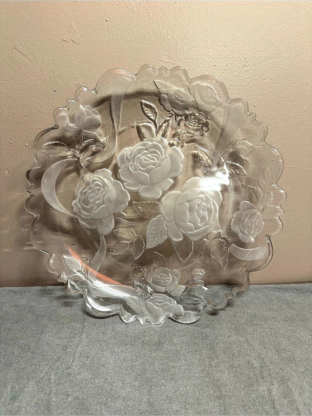 Mikasa Rosella Clear Floral Glass Serving Plate
